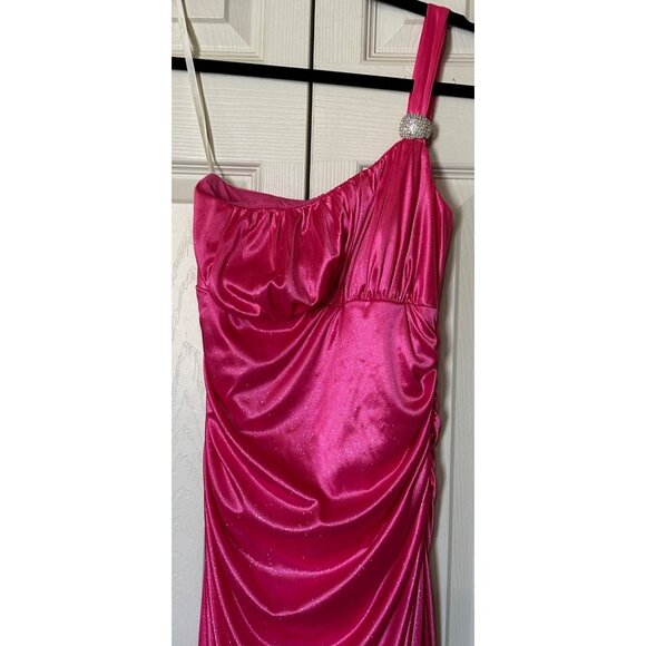 Women's Sequin Hearts Glittery Pink Formal Prom Dress Maxi Length Junior Size S - Picture 6 of 12
